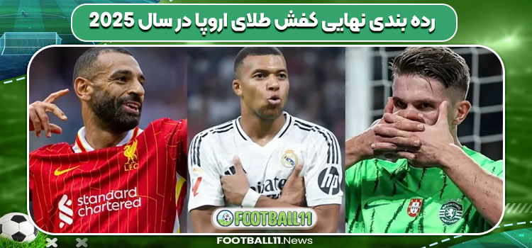 رده بندی نهایی کفش طلای اروپا در سال 2025